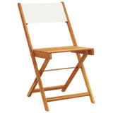 Folding Garden Chairs 8 pcs Cream White Fabric and Solid Wood - Side View