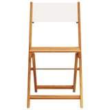 Folding Garden Chairs 8 pcs Cream White Fabric and Solid Wood