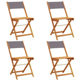 Folding Garden Chairs 4 pcs Anthracite Fabric and Solid Wood - Front View