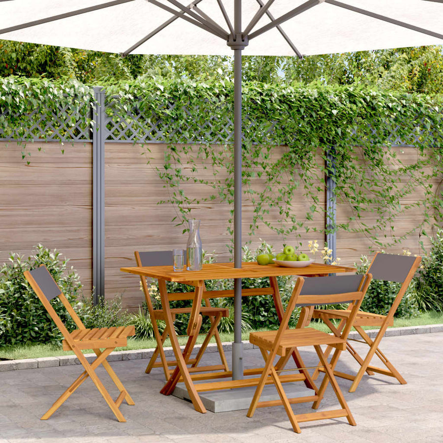 Folding Chairs 4 pcs Anthracite Fabric and Solid Wood