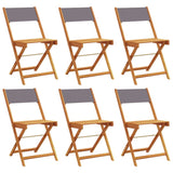 Folding Garden Chairs 6 pcs Anthracite Fabric and Solid Wood - Front View