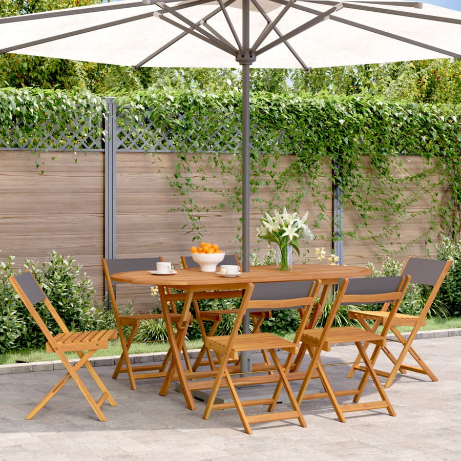 Folding Chairs 6 pcs Anthracite Fabric and Solid Wood