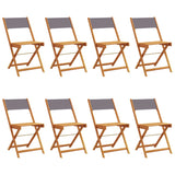 Folding Garden Chairs 8 pcs Anthracite Fabric and Solid Wood - Front View