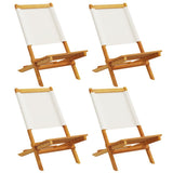 Folding Garden Chairs 4 pcs Cream White Fabric and Solid Wood - Front View