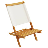 Folding Garden Chairs 4 pcs Cream White Fabric and Solid Wood - Top-Down View