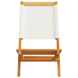 Folding Garden Chairs 4 pcs Cream White Fabric and Solid Wood