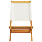 Folding Chairs 4 pcs Cream White Fabric and Solid Wood