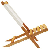 Folding Garden Chairs 4 pcs Cream White Fabric and Solid Wood - Rear View