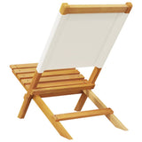 Folding Garden Chairs 4 pcs Cream White Fabric and Solid Wood - Close-Up Angle