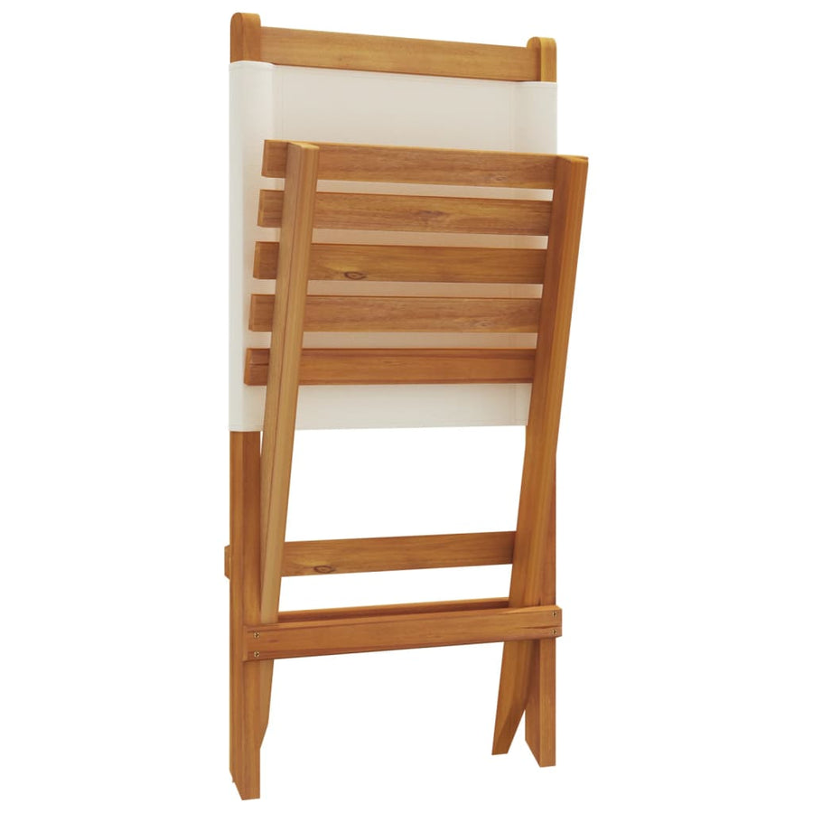 Folding Chairs 4 pcs Cream White Fabric and Solid Wood