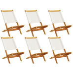 Folding Chairs 6 pcs Cream White Fabric and Solid Wood
