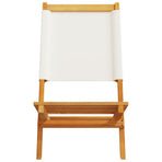 Folding Chairs 6 pcs Cream White Fabric and Solid Wood