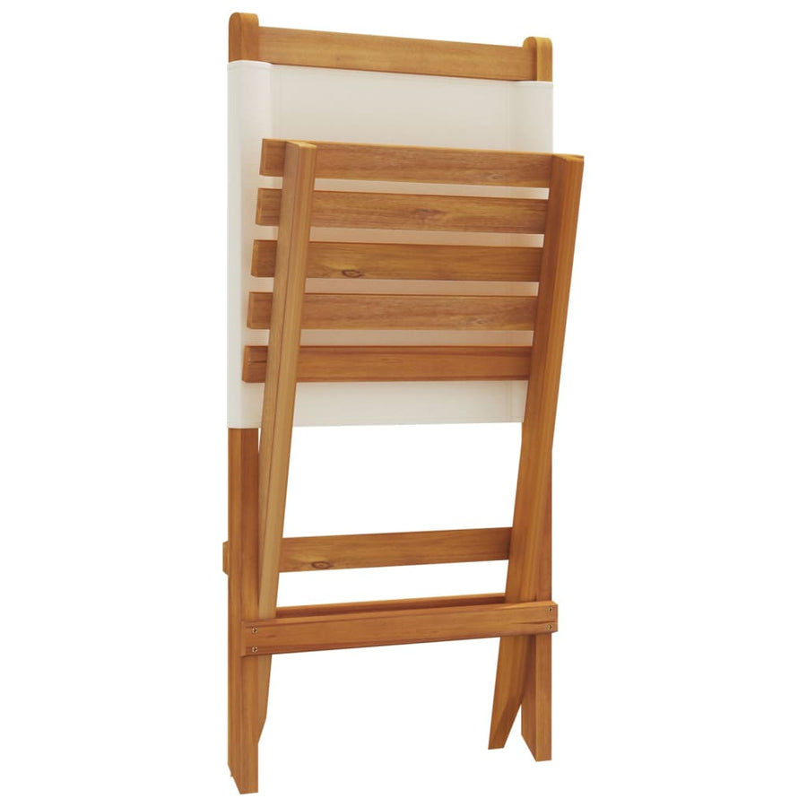 Folding Chairs 6 pcs Cream White Fabric and Solid Wood