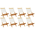 Folding Chairs 8 pcs Cream White Fabric and Solid Wood