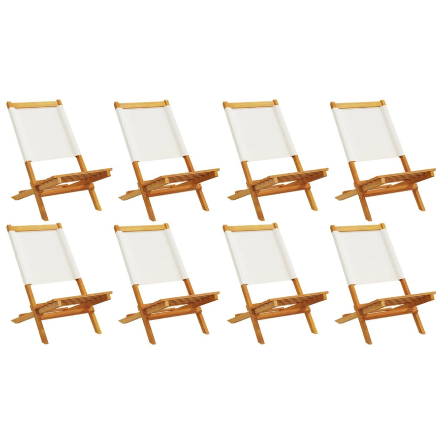 Folding Chairs 8 pcs Cream White Fabric and Solid Wood
