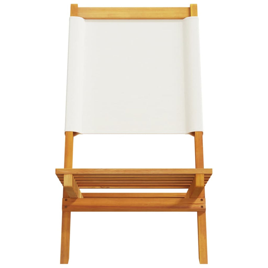Folding Chairs 8 pcs Cream White Fabric and Solid Wood
