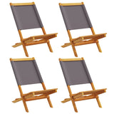 Folding Garden Chairs 4 pcs Anthracite Fabric and Solid Wood - Front View