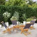 Folding Chairs 4 pcs Anthracite Fabric and Solid Wood