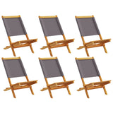 Folding Garden Chairs 6 pcs Anthracite Fabric and Solid Wood - Front View