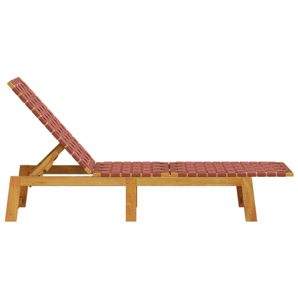 Sun Loungers 2 pcs Red Solid Wood Acacia and Fabric
