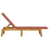 Sun Loungers 2 pcs Red Solid Wood Acacia and Fabric - 45-Degree Angle