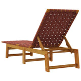 Sun Loungers 2 pcs Red Solid Wood Acacia and Fabric - Rear View