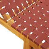 Sun Loungers 2 pcs Red Solid Wood Acacia and Fabric - Close-Up Angle