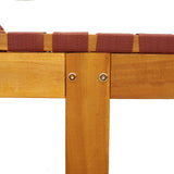 Sun Lounger with Table Red Solid Wood Acacia and Fabric - Rear View