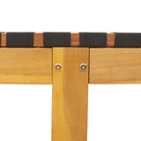 Sun Loungers 2 pcs with Table Black Solid Wood Acacia - Rear View