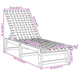 Sun Loungers 2 pcs with Table Black Solid Wood Acacia - Close-Up Angle