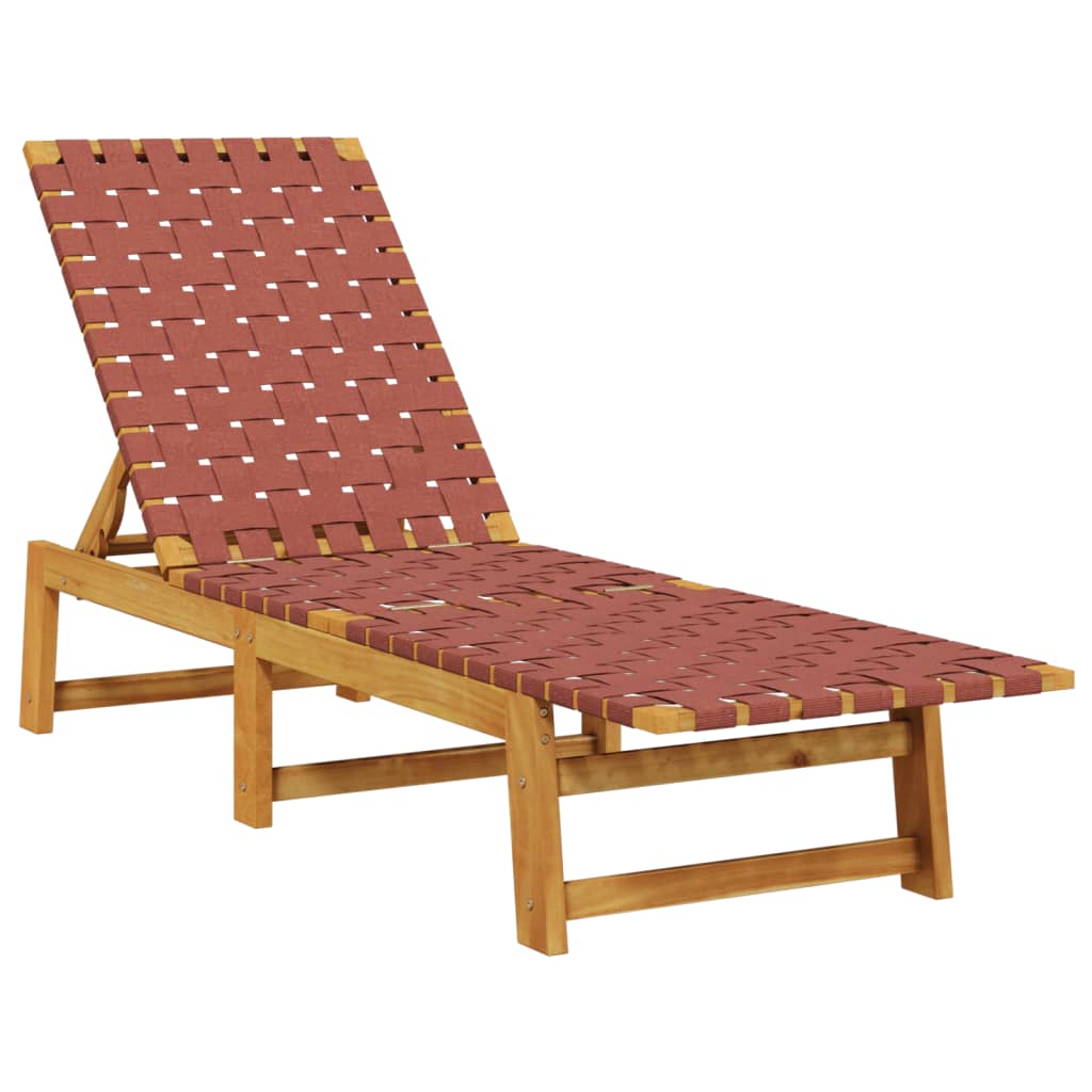 Sun Loungers 2 pcs with Table Red Solid Wood Acacia