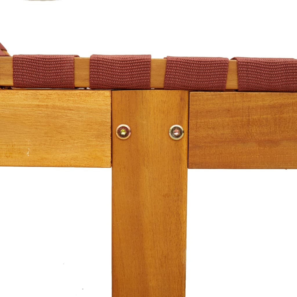 Sun Loungers 2 pcs with Table Red Solid Wood Acacia