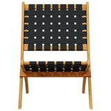 Folding Chairs 2 pcs with Table Black Solid Wood