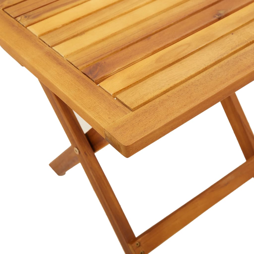 Folding Chairs 2 pcs with Table Black Solid Wood