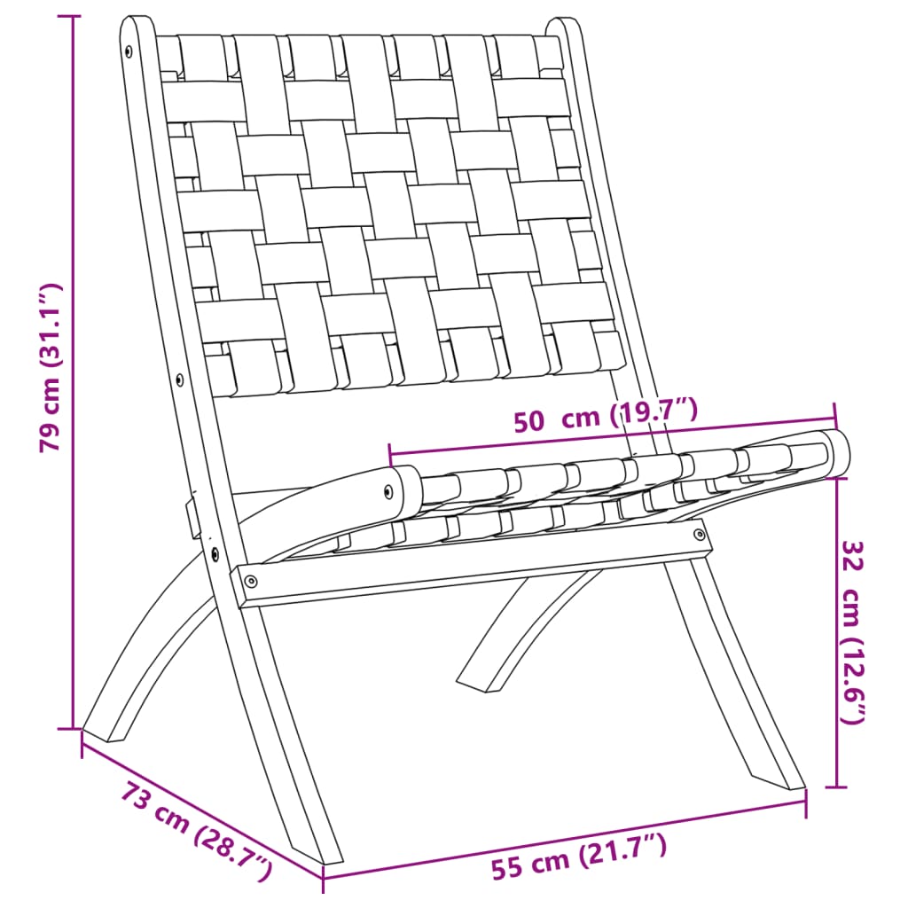 Folding Chairs 2 pcs with Table Black Solid Wood
