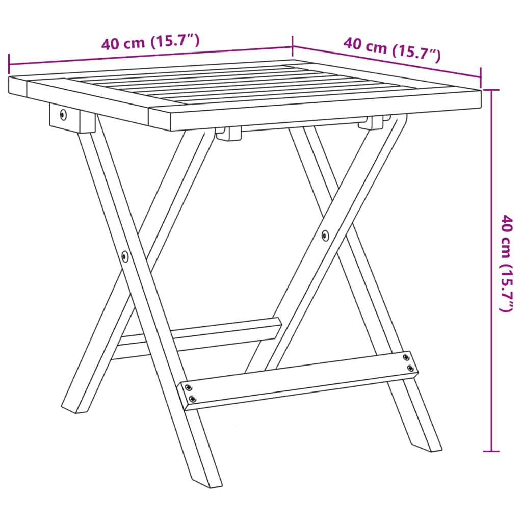 Folding Chairs 2 pcs with Table Black Solid Wood