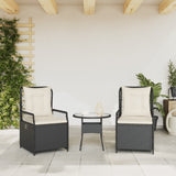 Reclining Garden Chairs 2 pcs Black Poly Rattan - Side View