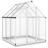 Greenhouse with Base Frame Silver 169x169x202 cm Aluminium - Front View