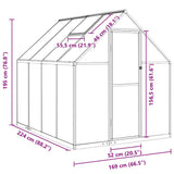 Greenhouse with Base Frame Anthracite 224x169x195 cm Aluminium - Extra Image
