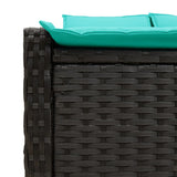 Double Sun Lounger with Cushions Black Poly Rattan - Close-Up Angle