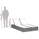 Double Sun Lounger with Cushions Black Poly Rattan - Extra Image