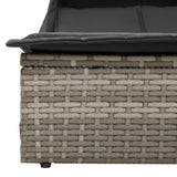 Double Sun Lounger with Canopy and Cushions Grey Poly Rattan - Close-Up Angle