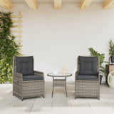 Reclining Garden Chairs 2 pcs Grey Poly Rattan - Side View