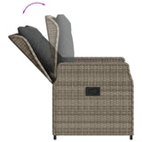 Reclining Garden Chairs 2 pcs Grey Poly Rattan - Low Angle
