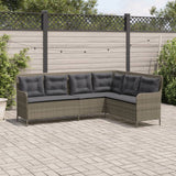 Garden Sofa with Cushions L-Shaped Grey Poly Rattan - Side View