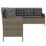 Garden Sofa with Cushions L-Shaped Grey Poly Rattan - 45-Degree Angle
