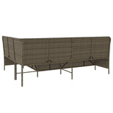 Garden Sofa with Cushions L-Shaped Grey Poly Rattan - Rear View