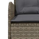 Garden Sofa with Cushions L-Shaped Grey Poly Rattan - Close-Up Angle