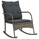 Garden Rocking Chair with Cushions Grey Poly Rattan - Front View