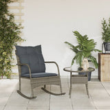Garden Rocking Chair with Cushions Grey Poly Rattan - Side View